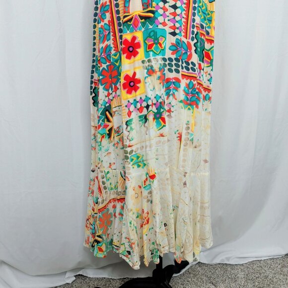 Paper Heart Anthropologie Dress Medium Maxi Aztec Sunrise - Picture 4 of 10